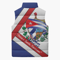 Cuba Independence Day Sleeveless Puffer Jacket Patria o Muerte Venceremos Curve Flag Style - Wonder Print Shop
