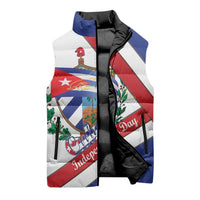 Cuba Independence Day Sleeveless Puffer Jacket Patria o Muerte Venceremos Curve Flag Style - Wonder Print Shop