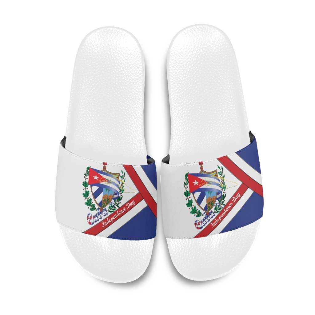 Cuba Independence Day Slide Sandals Patria o Muerte Venceremos Curve Flag Style - Wonder Print Shop