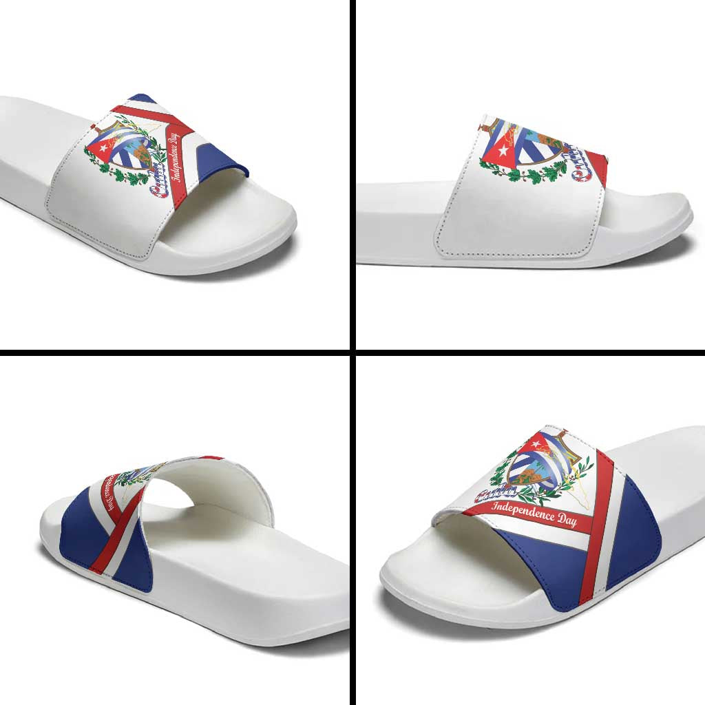 Cuba Independence Day Slide Sandals Patria o Muerte Venceremos Curve Flag Style - Wonder Print Shop