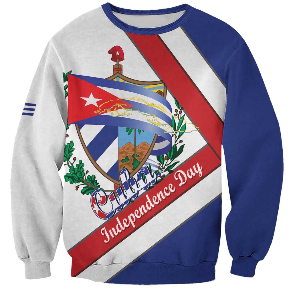 Cuba Independence Day Sweatshirt Patria o Muerte Venceremos Curve Flag Style - Wonder Print Shop
