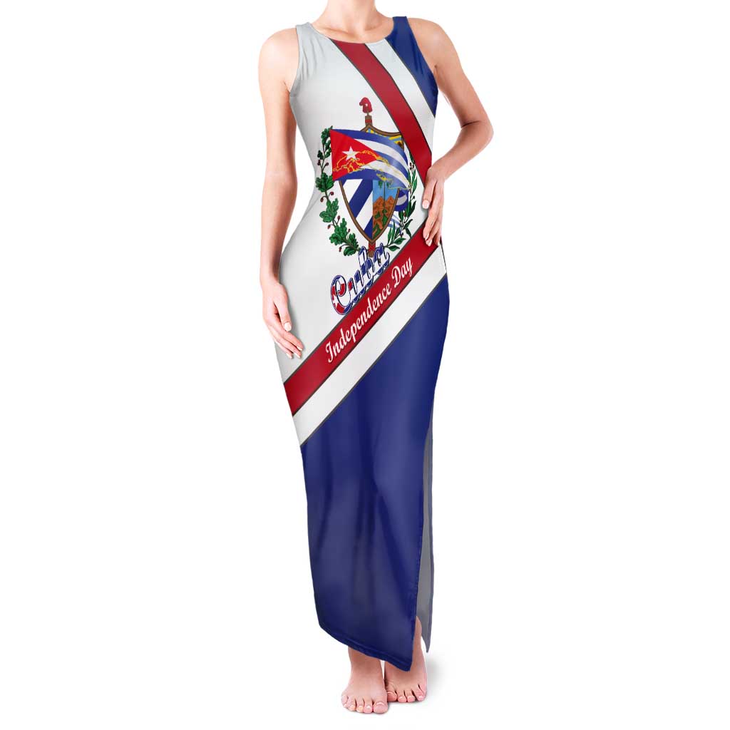 Cuba Independence Day Tank Maxi Dress Patria o Muerte Venceremos Curve Flag Style - Wonder Print Shop