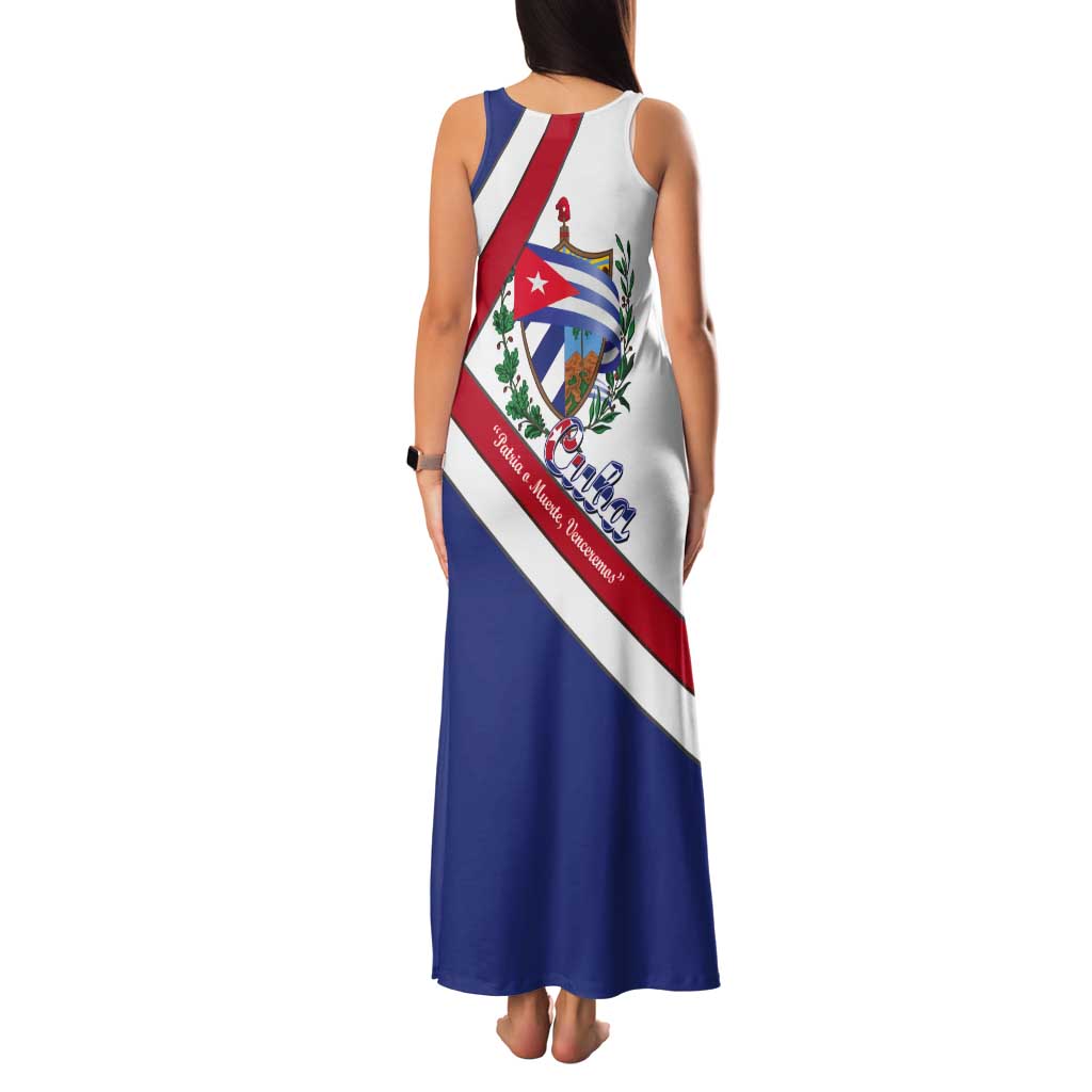 Cuba Independence Day Tank Maxi Dress Patria o Muerte Venceremos Curve Flag Style - Wonder Print Shop