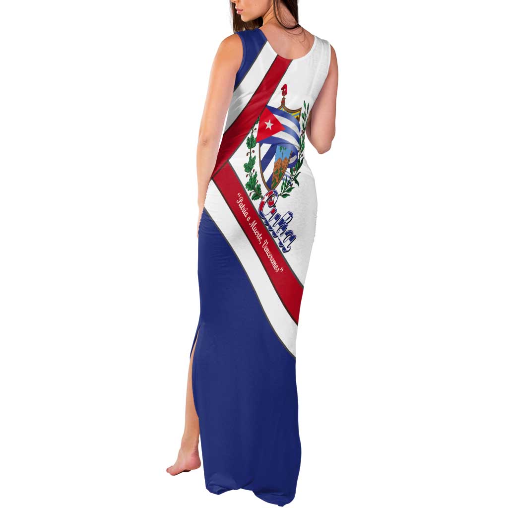 Cuba Independence Day Tank Maxi Dress Patria o Muerte Venceremos Curve Flag Style - Wonder Print Shop