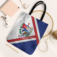 Cuba Independence Day Tote Bag Patria o Muerte Venceremos Curve Flag Style - Wonder Print Shop
