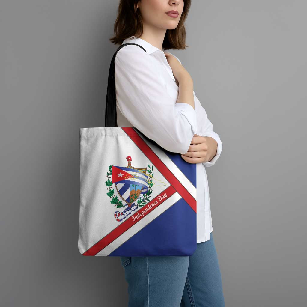 Cuba Independence Day Tote Bag Patria o Muerte Venceremos Curve Flag Style - Wonder Print Shop