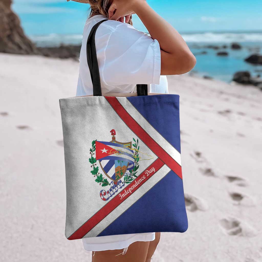 Cuba Independence Day Tote Bag Patria o Muerte Venceremos Curve Flag Style - Wonder Print Shop