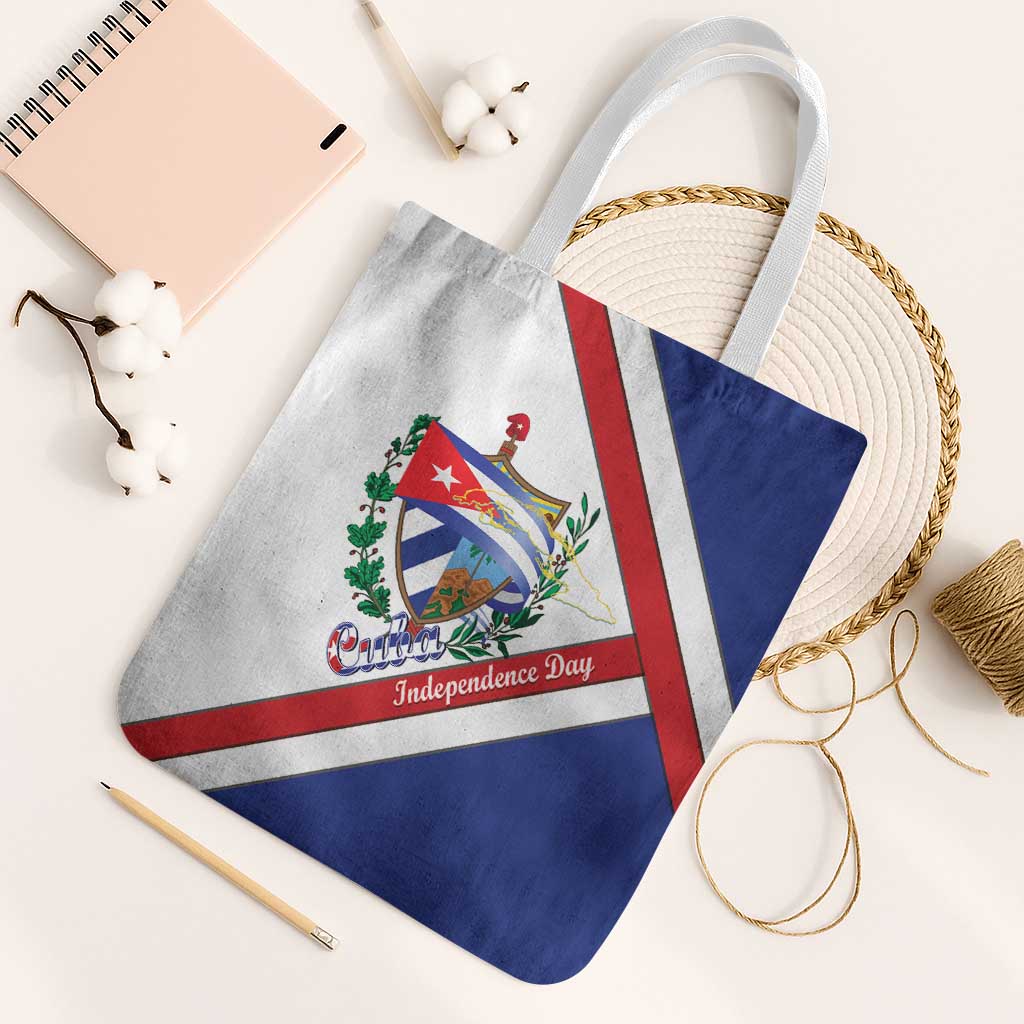 Cuba Independence Day Tote Bag Patria o Muerte Venceremos Curve Flag Style - Wonder Print Shop