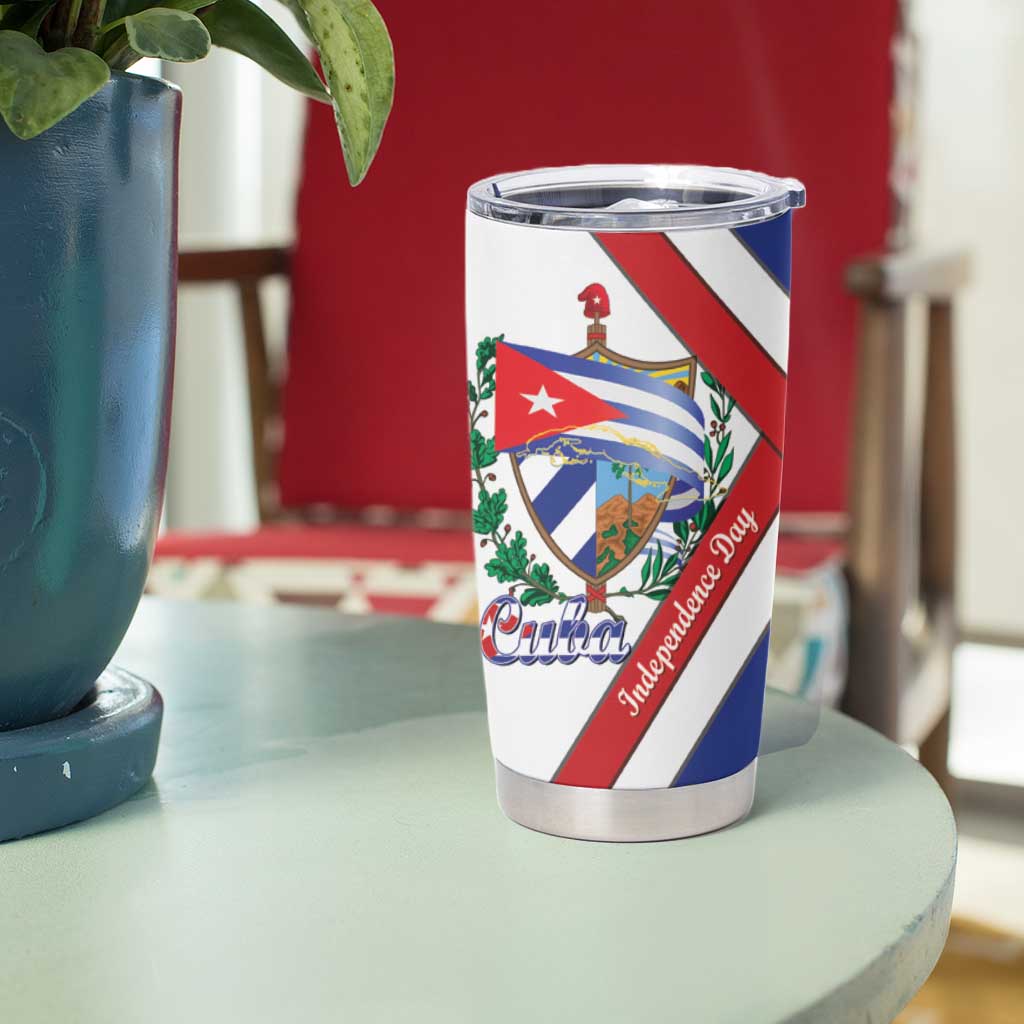 Cuba Independence Day Tumbler Cup Patria o Muerte Venceremos Curve Flag Style - Wonder Print Shop