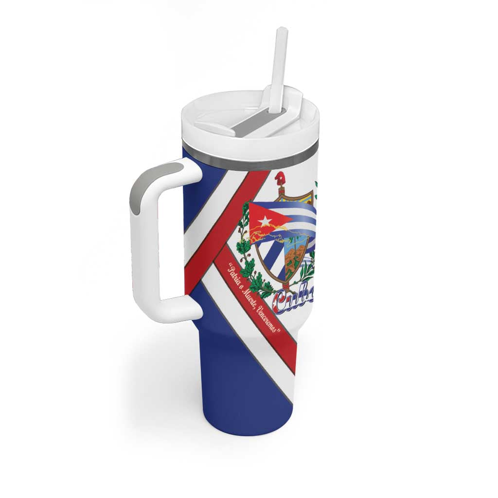 Cuba Independence Day Tumbler With Handle Patria o Muerte Venceremos Curve Flag Style - Wonder Print Shop