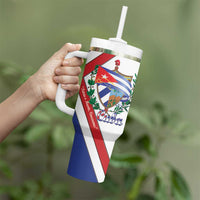 Cuba Independence Day Tumbler With Handle Patria o Muerte Venceremos Curve Flag Style - Wonder Print Shop