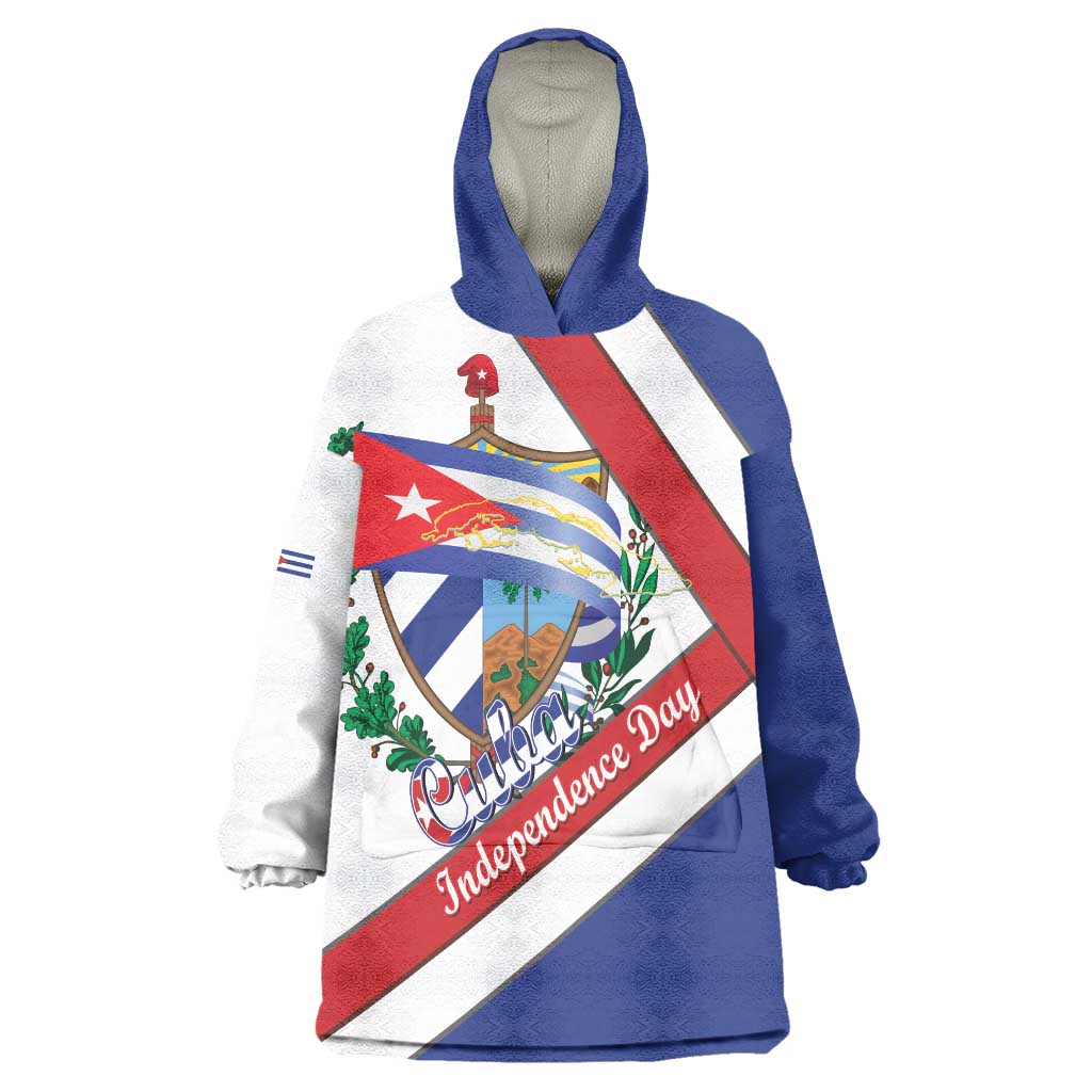 Cuba Independence Day Wearable Blanket Hoodie Patria o Muerte Venceremos Curve Flag Style - Wonder Print Shop