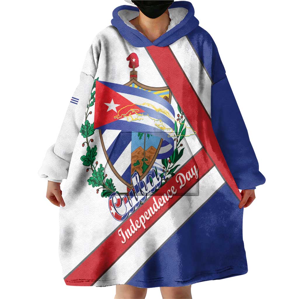 Cuba Independence Day Wearable Blanket Hoodie Patria o Muerte Venceremos Curve Flag Style - Wonder Print Shop