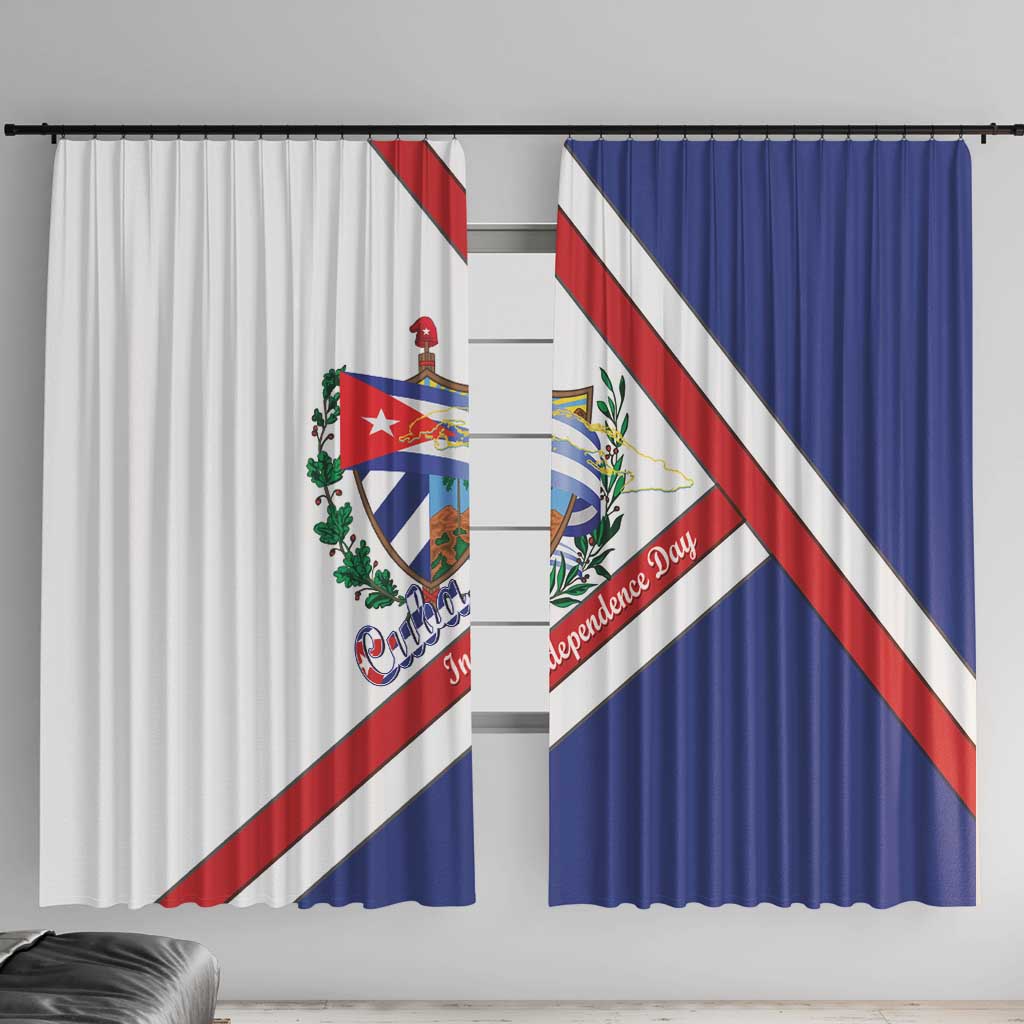 Cuba Independence Day Window Curtain Patria o Muerte Venceremos Curve Flag Style - Wonder Print Shop