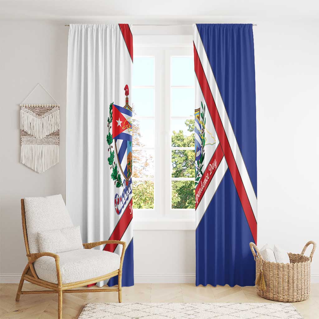 Cuba Independence Day Window Curtain Patria o Muerte Venceremos Curve Flag Style - Wonder Print Shop