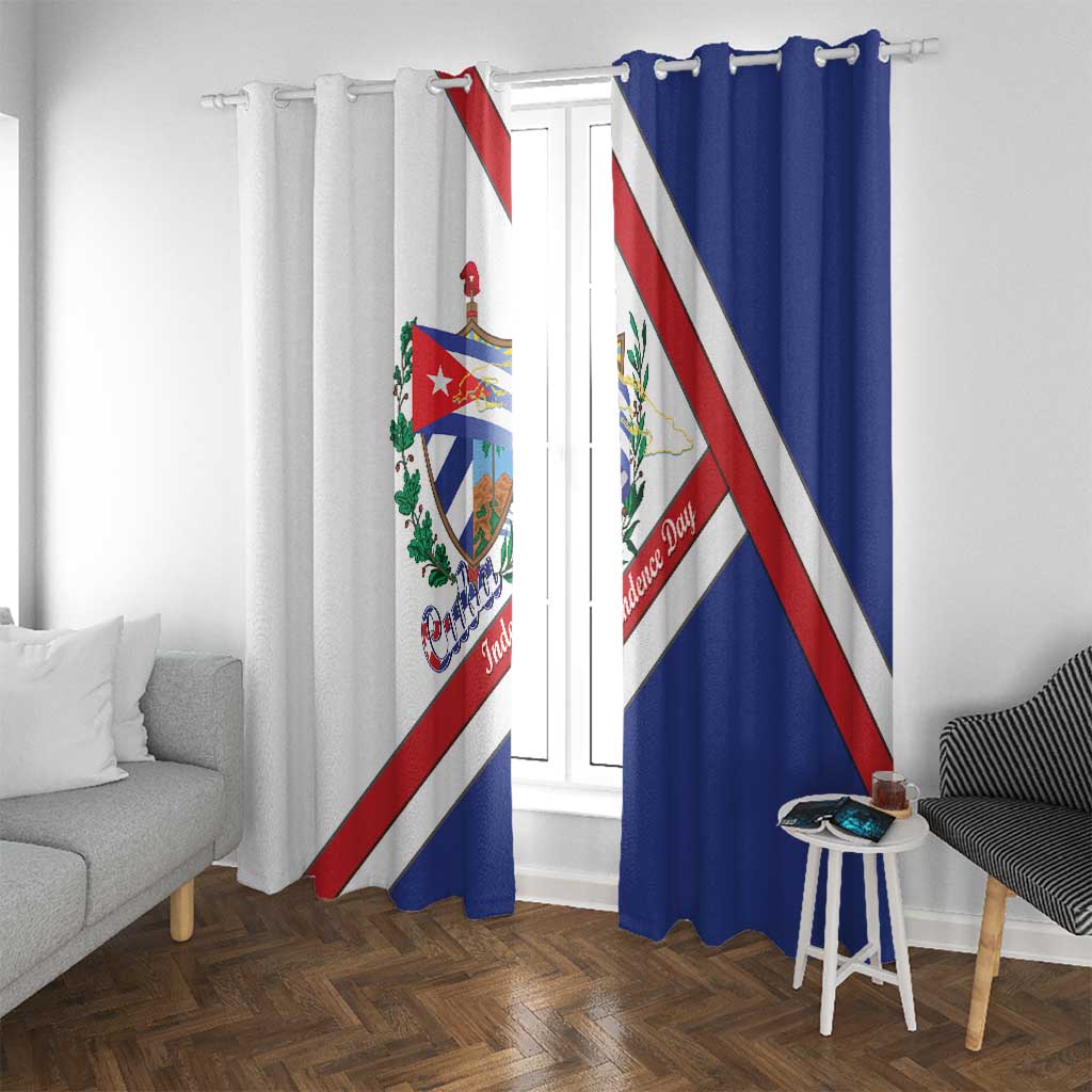 Cuba Independence Day Window Curtain Patria o Muerte Venceremos Curve Flag Style - Wonder Print Shop