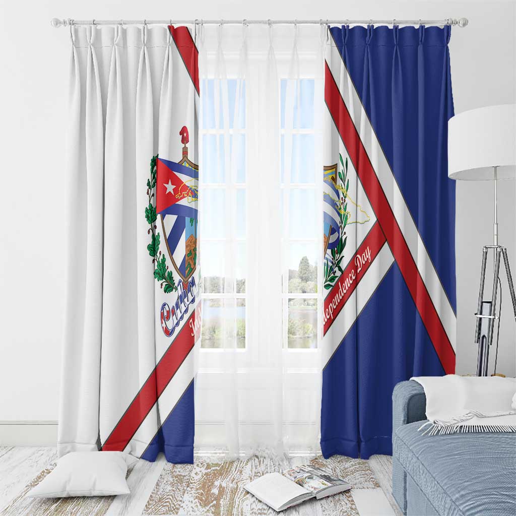 Cuba Independence Day Window Curtain Patria o Muerte Venceremos Curve Flag Style - Wonder Print Shop