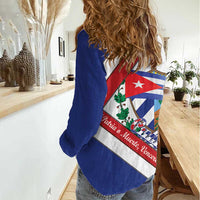 Cuba Independence Day Women Casual Shirt Patria o Muerte Venceremos Curve Flag Style - Wonder Print Shop