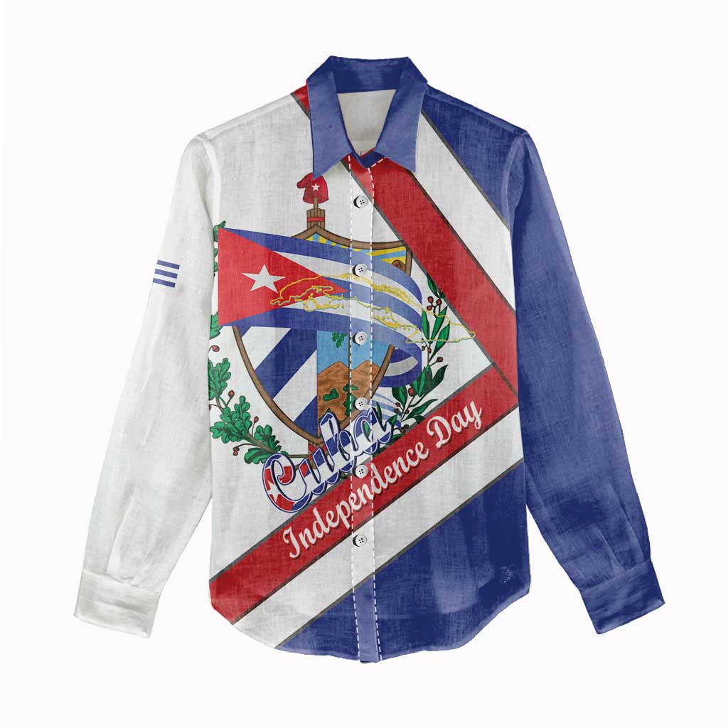 Cuba Independence Day Women Casual Shirt Patria o Muerte Venceremos Curve Flag Style - Wonder Print Shop