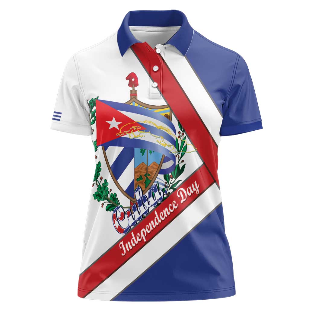 Cuba Independence Day Women Polo Shirt Patria o Muerte Venceremos Curve Flag Style - Wonder Print Shop