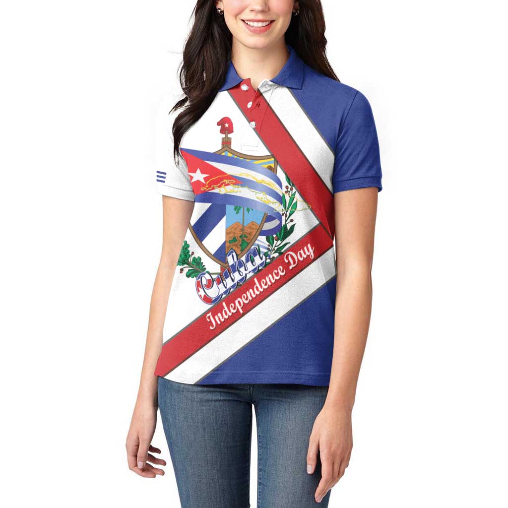 Cuba Independence Day Women Polo Shirt Patria o Muerte Venceremos Curve Flag Style - Wonder Print Shop