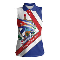 Cuba Independence Day Women Sleeveless Polo Shirt Patria o Muerte Venceremos Curve Flag Style - Wonder Print Shop