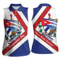 Cuba Independence Day Women Sleeveless Polo Shirt Patria o Muerte Venceremos Curve Flag Style - Wonder Print Shop