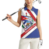 Cuba Independence Day Women Sleeveless Polo Shirt Patria o Muerte Venceremos Curve Flag Style - Wonder Print Shop