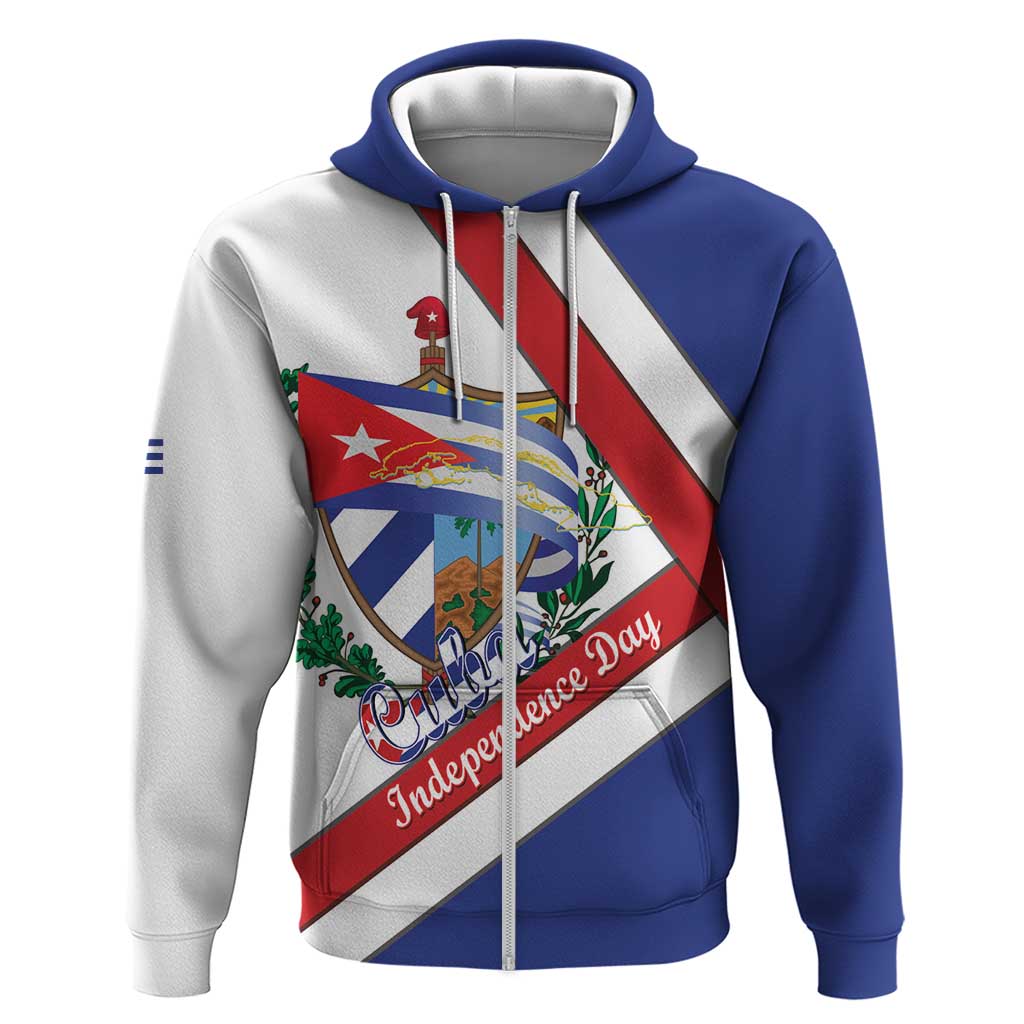Cuba Independence Day Zip Hoodie Patria o Muerte Venceremos Curve Flag Style - Wonder Print Shop