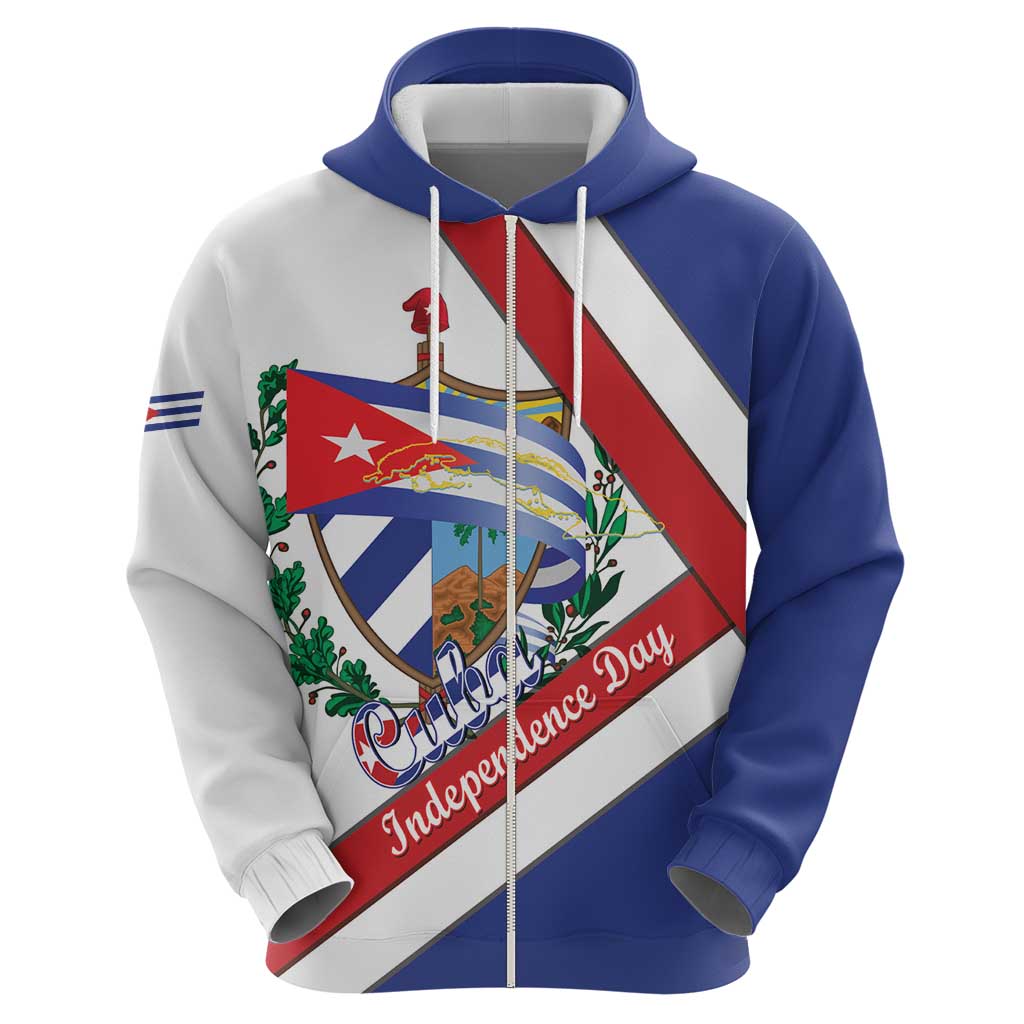 Cuba Independence Day Zip Hoodie Patria o Muerte Venceremos Curve Flag Style - Wonder Print Shop