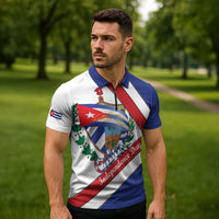 Cuba Independence Day Zipper Polo Shirt Patria o Muerte Venceremos Curve Flag Style - Wonder Print Shop