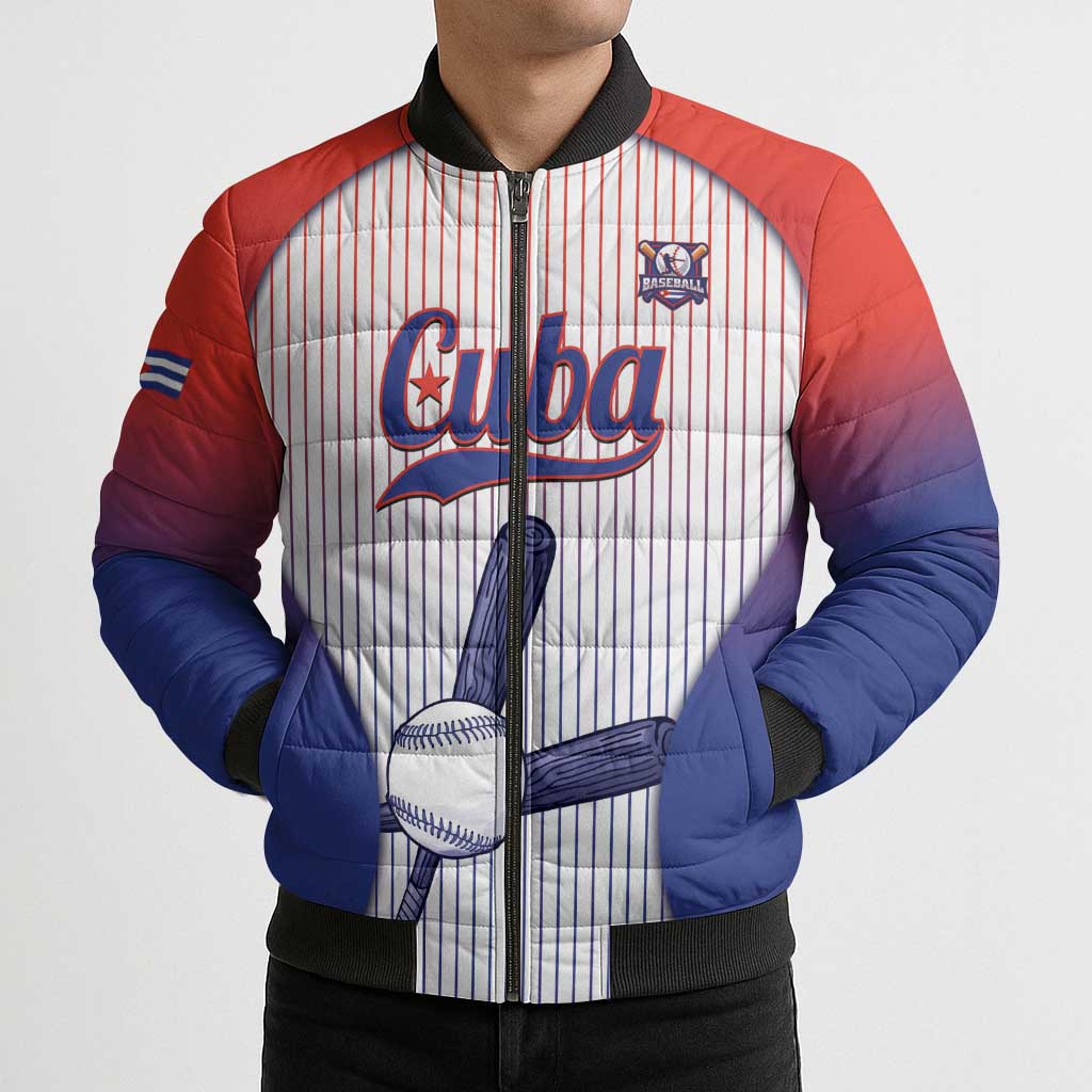 Cuba Baseball Custom Bomber Puffer Jacket 2026 Go Champions White Version - Wonder Print Shop