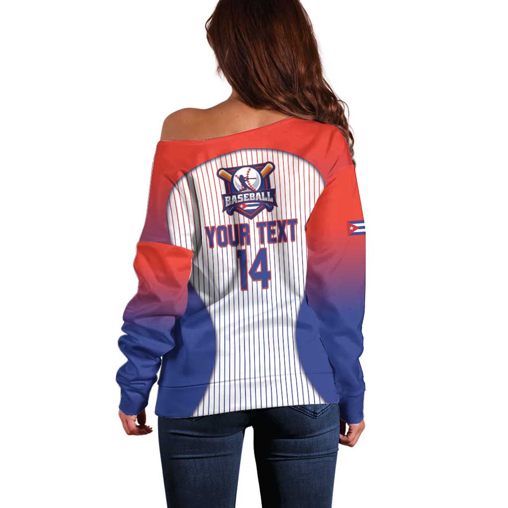 Cuba Baseball Custom Off Shoulder Sweater 2026 Go Champions White Version - Wonder Print Shop