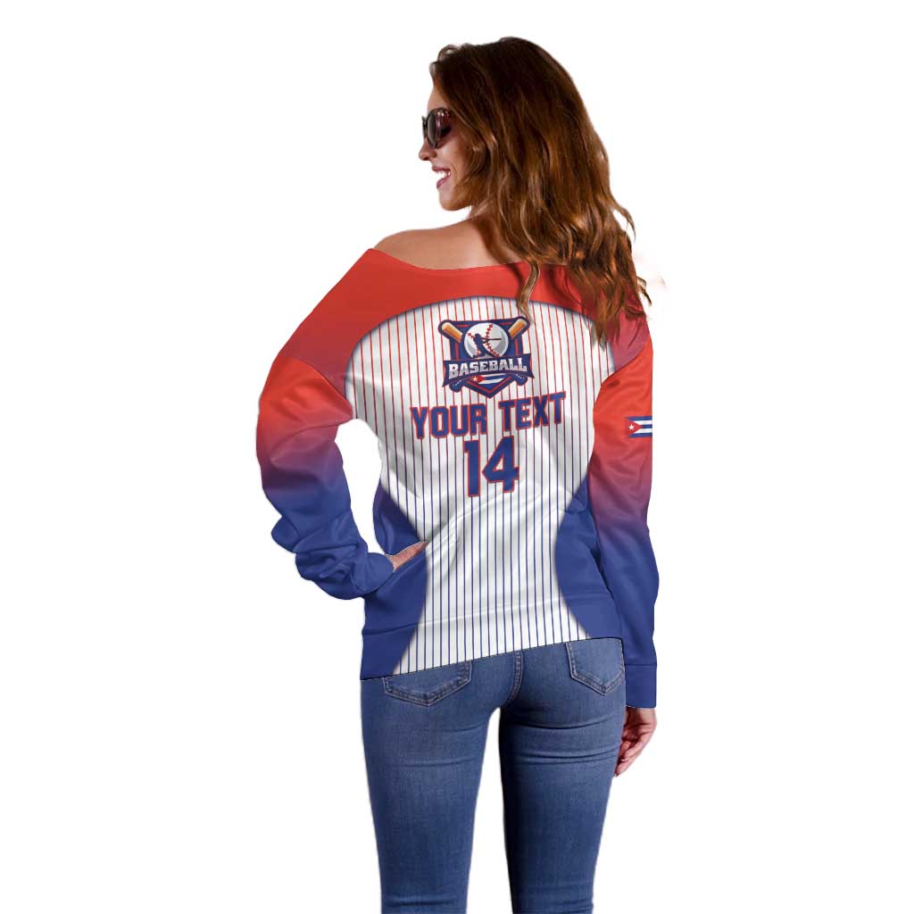 Cuba Baseball Custom Off Shoulder Sweater 2026 Go Champions White Version - Wonder Print Shop