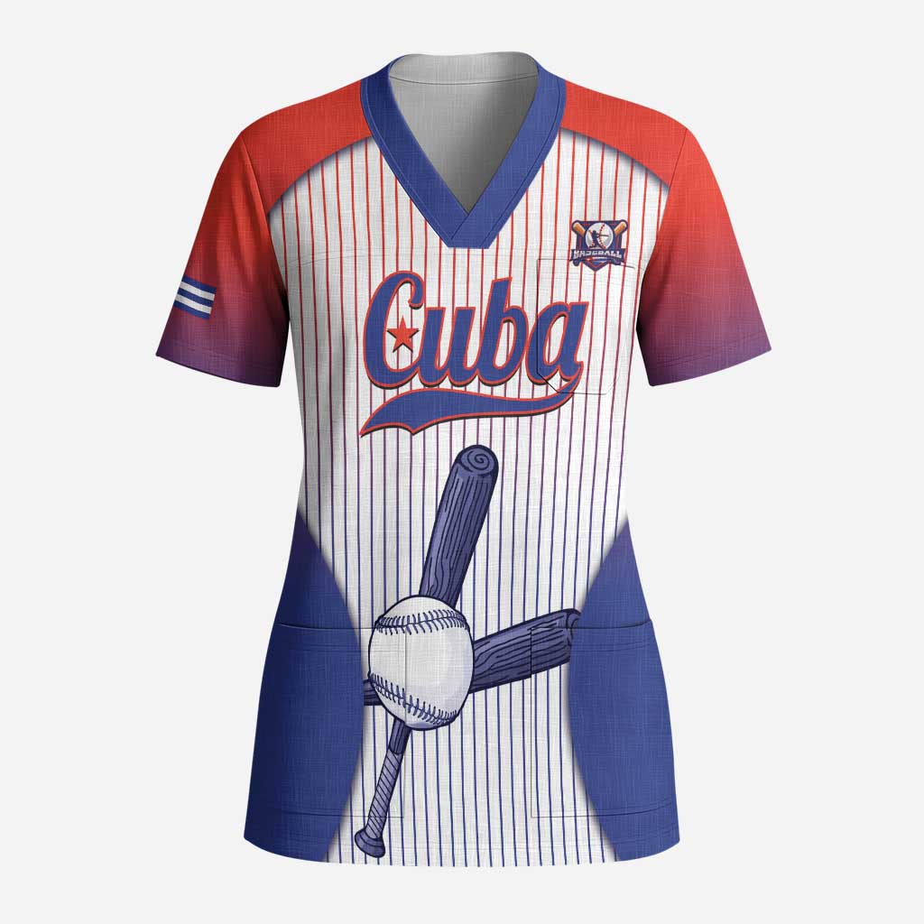 Cuba Baseball Custom Scrub Top 2026 Go Champions White Version - Wonder Print Shop