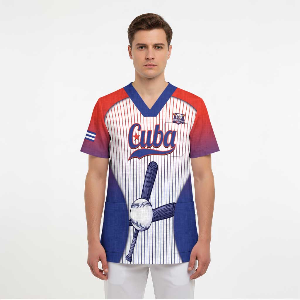 Cuba Baseball Custom Scrub Top 2026 Go Champions White Version - Wonder Print Shop