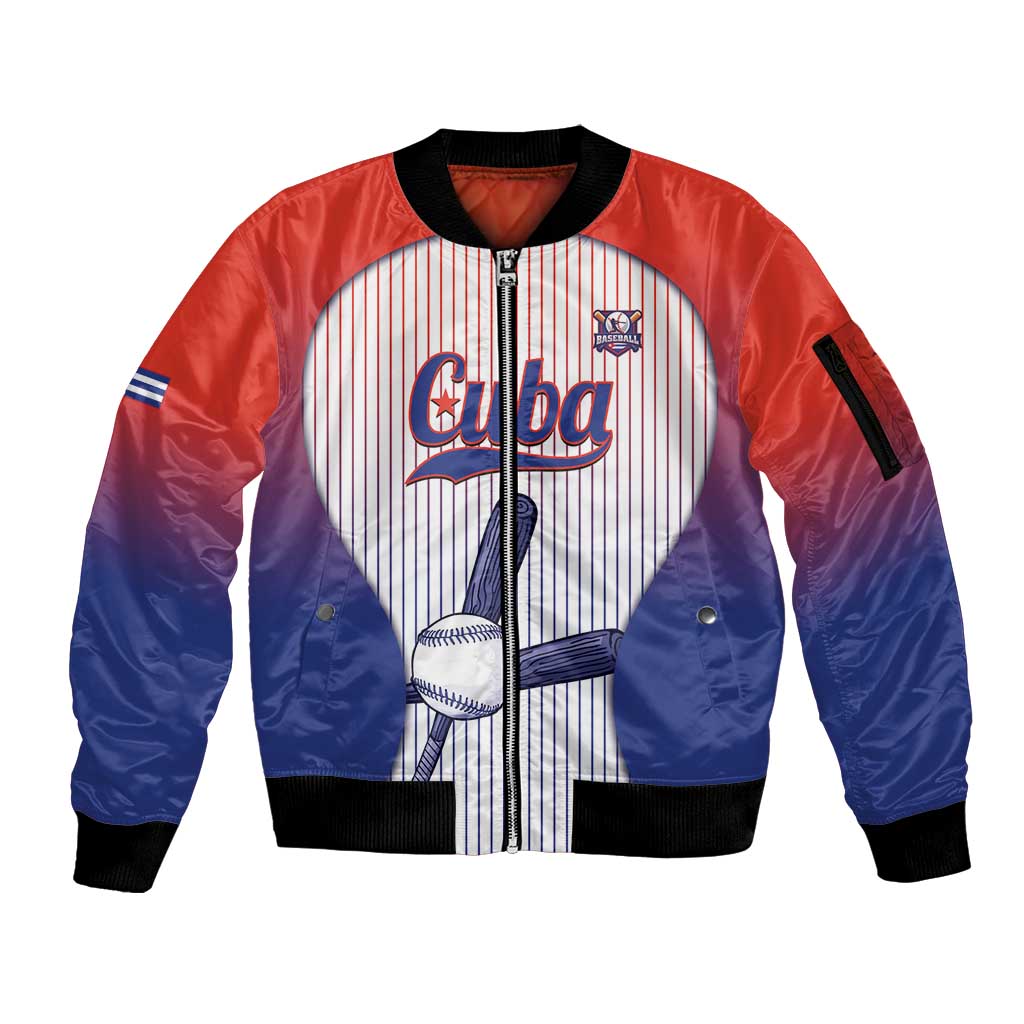 Cuba Baseball Custom Sleeve Zip Bomber Jacket 2026 Go Champions White Version - Wonder Print Shop