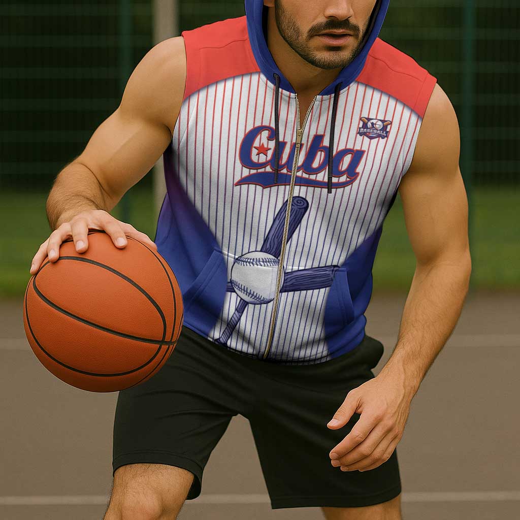 Cuba Baseball Custom Sleeveless Zip Hoodie 2026 Go Champions White Version - Wonder Print Shop