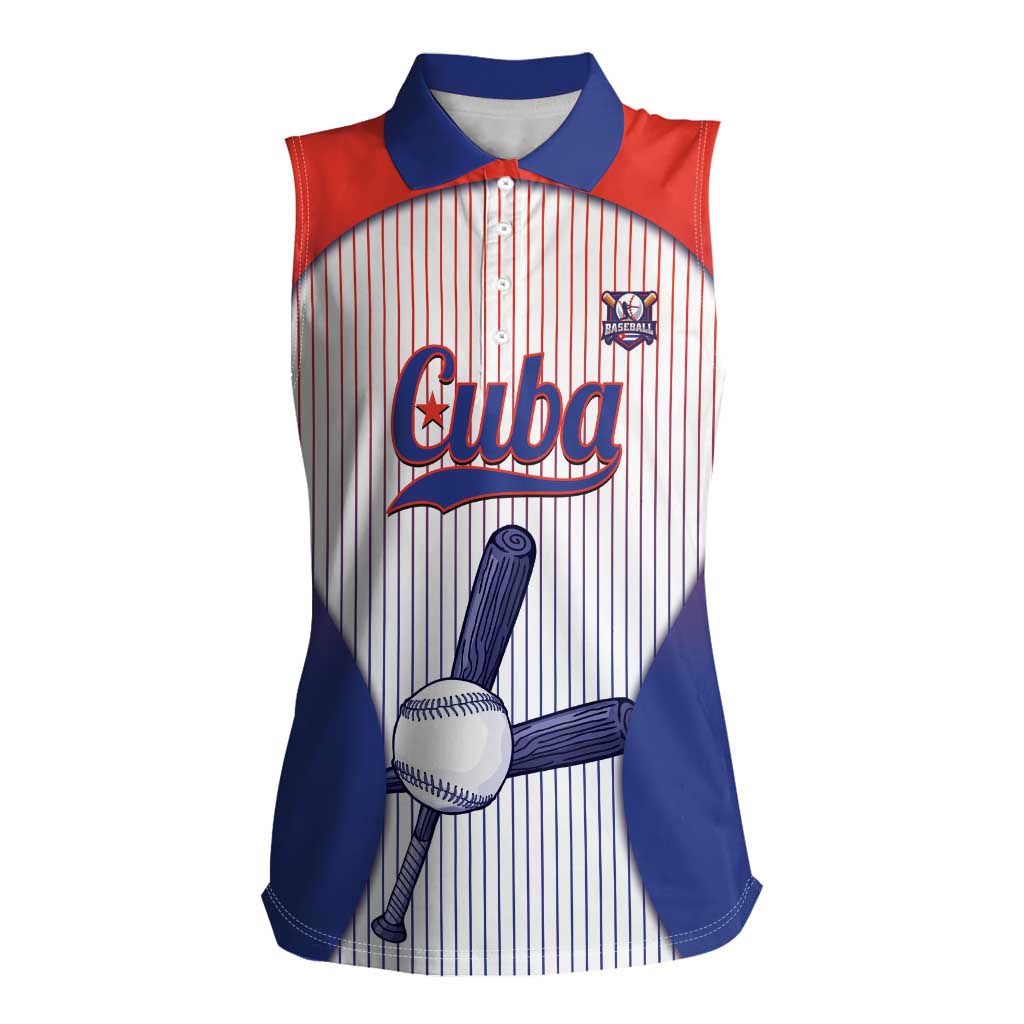 Cuba Baseball Custom Women Sleeveless Polo Shirt 2026 Go Champions White Version - Wonder Print Shop