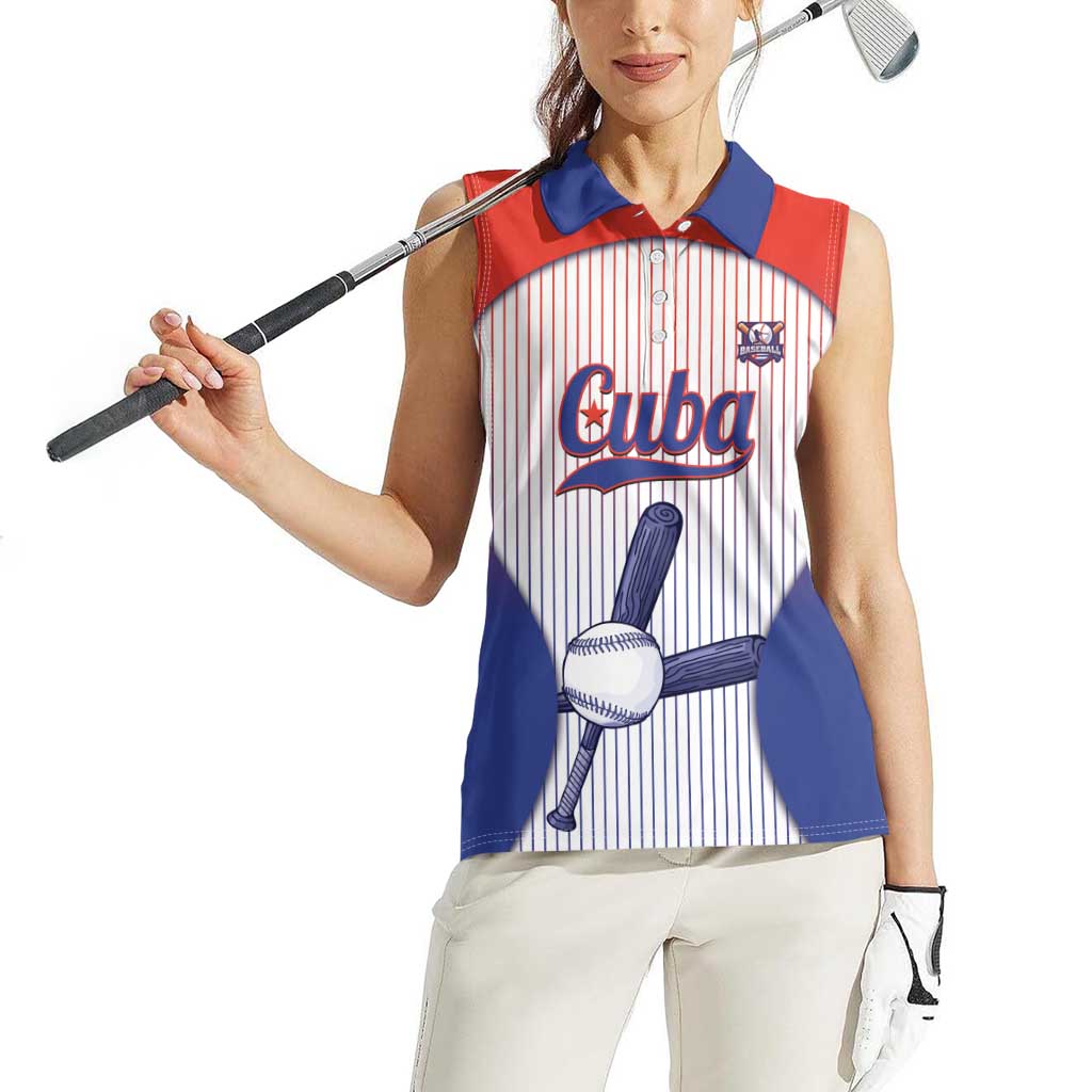Cuba Baseball Custom Women Sleeveless Polo Shirt 2026 Go Champions White Version - Wonder Print Shop