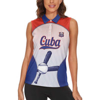 Cuba Baseball Custom Women Sleeveless Polo Shirt 2026 Go Champions White Version - Wonder Print Shop