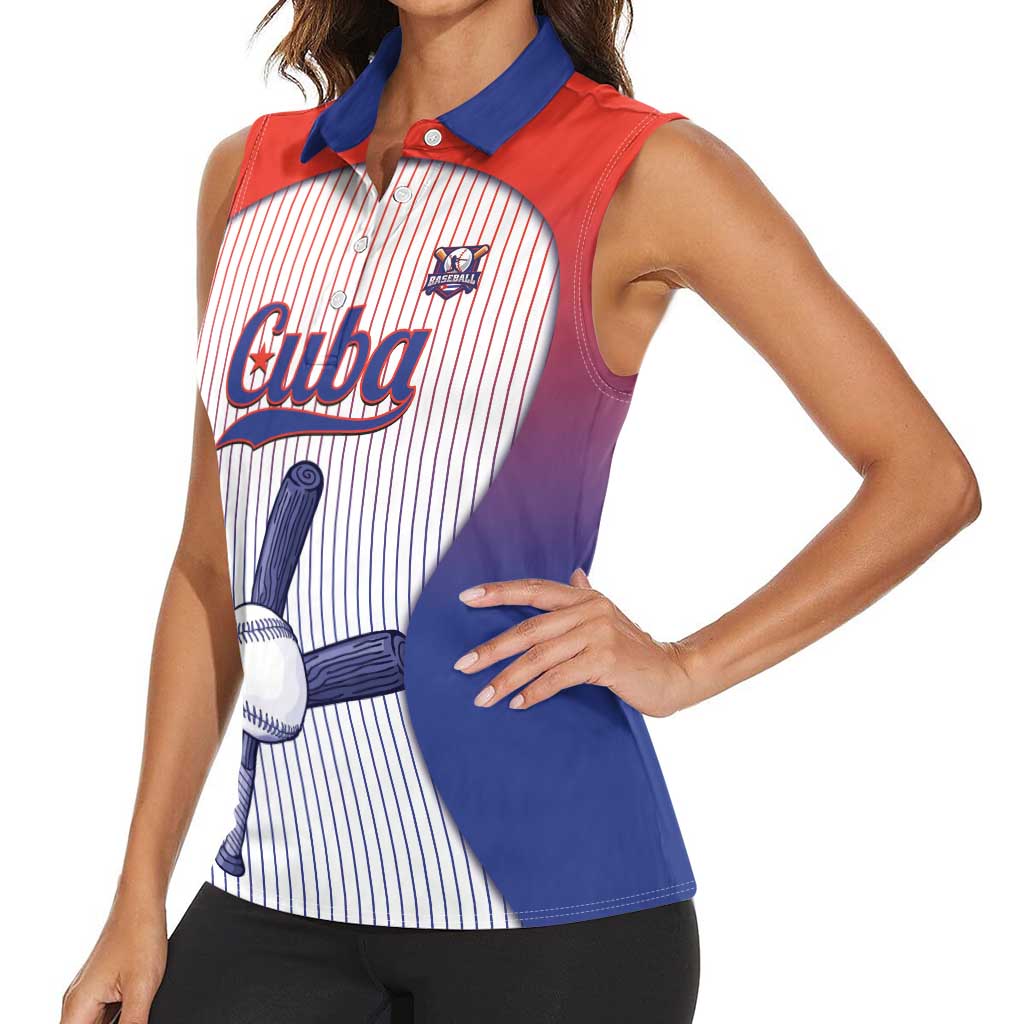Cuba Baseball Custom Women Sleeveless Polo Shirt 2026 Go Champions White Version - Wonder Print Shop