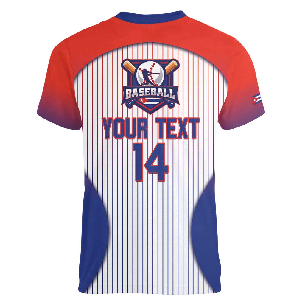 Cuba Baseball Custom Women V-Neck T-Shirt 2026 Go Champions White Version - Wonder Print Shop