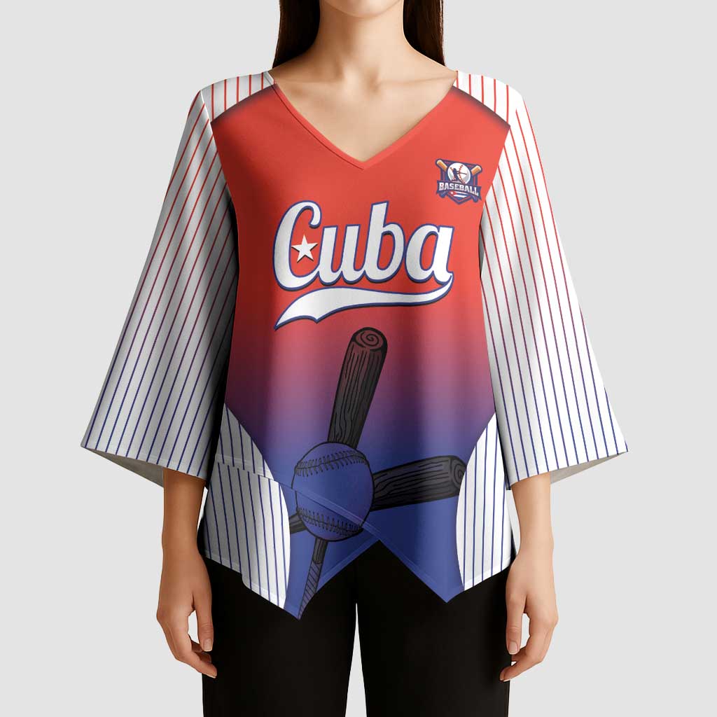 Cuba Baseball Custom Kimono Sleeve Blouse 2026 Go Champions Red Version - Wonder Print Shop