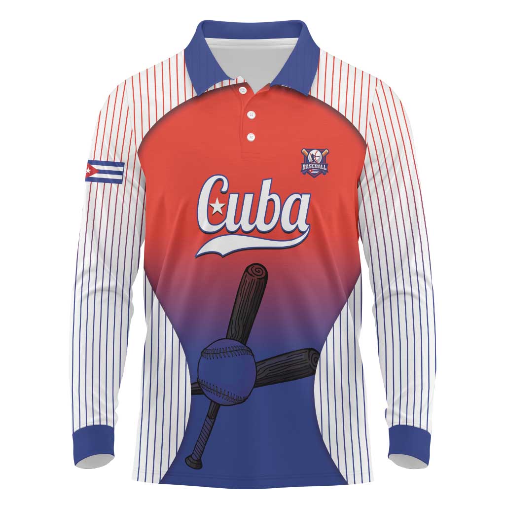 Cuba Baseball Custom Long Sleeve Polo Shirt 2026 Go Champions Red Version - Wonder Print Shop