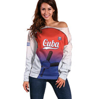 Cuba Baseball Custom Off Shoulder Sweater 2026 Go Champions Red Version - Wonder Print Shop