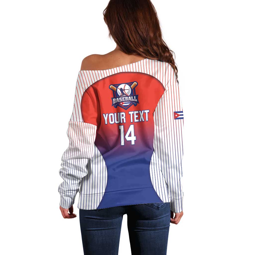 Cuba Baseball Custom Off Shoulder Sweater 2026 Go Champions Red Version - Wonder Print Shop