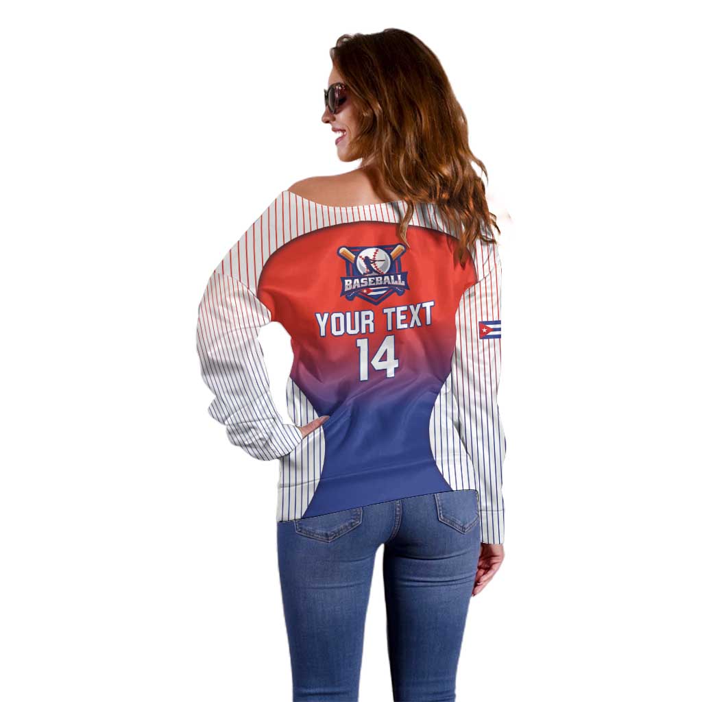 Cuba Baseball Custom Off Shoulder Sweater 2026 Go Champions Red Version - Wonder Print Shop