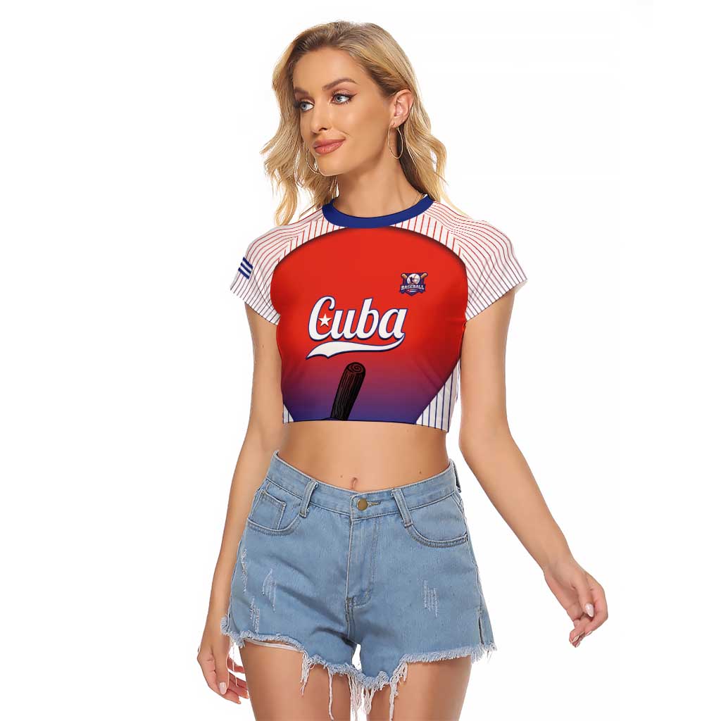 Cuba Baseball Custom Raglan Cropped T Shirt 2026 Go Champions Red Version - Wonder Print Shop