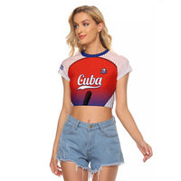 Cuba Baseball Custom Raglan Cropped T Shirt 2026 Go Champions Red Version - Wonder Print Shop